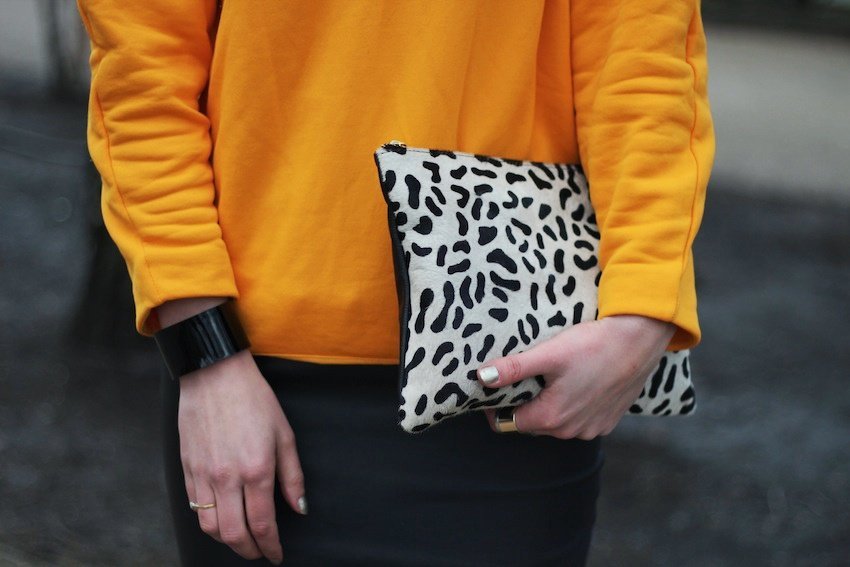 lfw-london fashion week-orange zara sweater-asos clutch